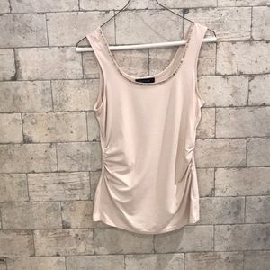 WHBM ruched light cream tank top